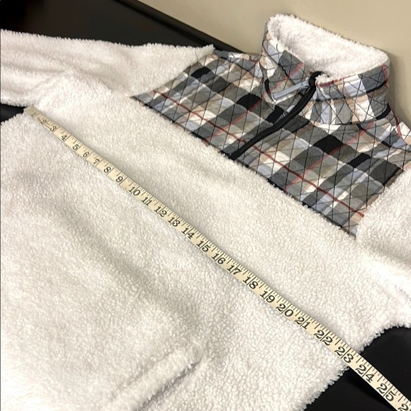 Vera Bradley Teddy Fleece Half-Zip Pullover quilted tartan detail mockneck L - Picture 4 of 12